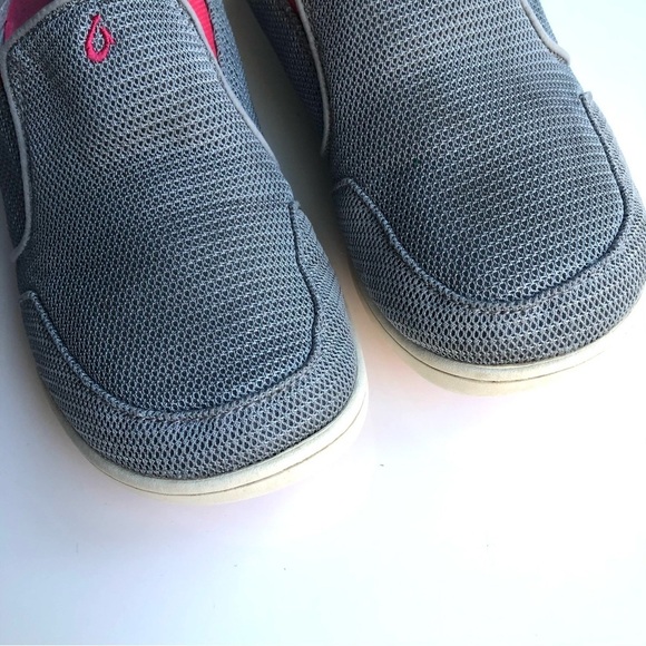 Olukai Nohea Gray Mesh Shoe collapsible slip on sneakers - Picture 6 of 9